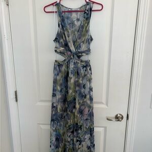Zara Blue and Green Floral Maxi Dress